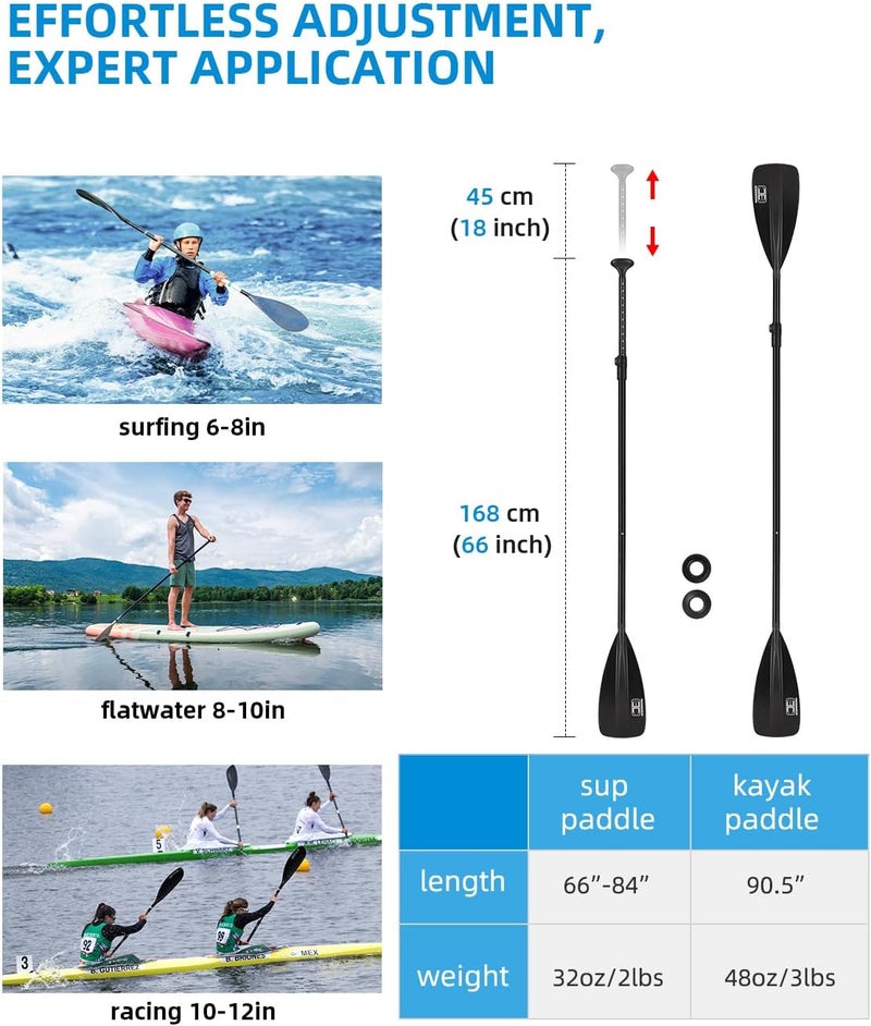 OCEANBROAD SUP Paddle - Adjustable Stand-Up Paddle for Paddleboard Kayak, Adjustable Aluminum Alloy Shaft with Reinforced Nylon Blades - Image 2